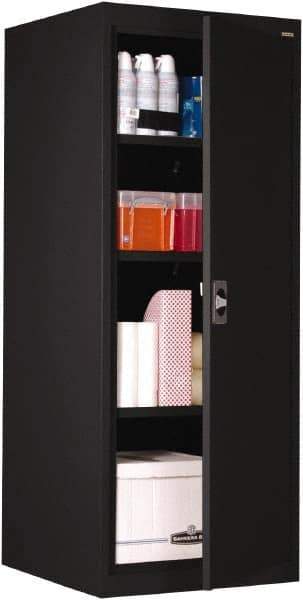 Sandusky Lee - 4 Shelf Locking Storage Cabinet - Steel, 24" Wide x 24" Deep x 60" High, Black - Industrial Tool & Supply