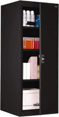 Sandusky Lee - 4 Shelf Locking Storage Cabinet - Steel, 24" Wide x 24" Deep x 60" High, Black - Industrial Tool & Supply