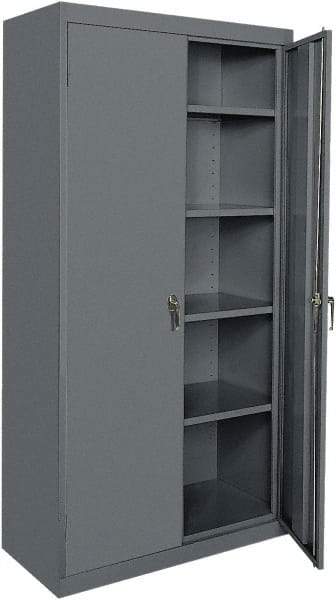 Sandusky Lee - 5 Shelf Locking Storage Cabinet - Steel, 36" Wide x 24" Deep x 78" High, Charcoal Gray - Industrial Tool & Supply