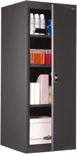 Sandusky Lee - 4 Shelf Locking Storage Cabinet - Steel, 24" Wide x 24" Deep x 60" High, Charcoal Gray - Industrial Tool & Supply