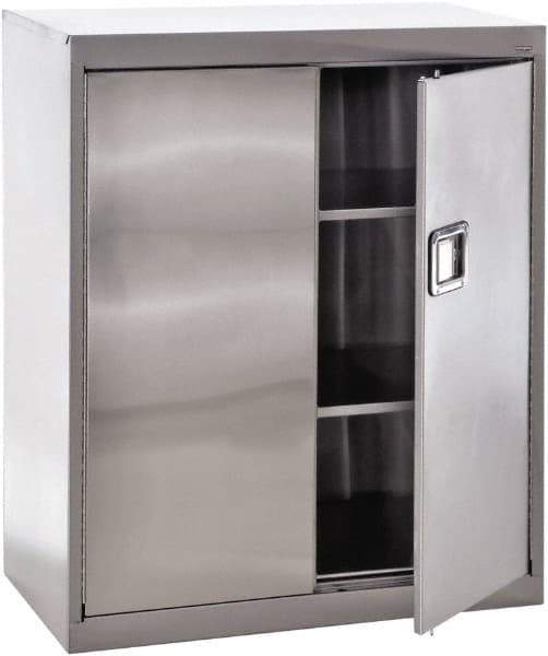 Sandusky Lee - 3 Shelf Locking Storage Cabinet - Stainless Steel, 36" Wide x 18" Deep x 42" High - Industrial Tool & Supply