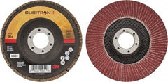 3M - 60 Grit, 4-1/2" Disc Diam, 7/8" Center Hole, Type 29 Ceramic Flap Disc - 13,300 Max RPM, Cloth Backing, Arbor Attaching System, Coated - Industrial Tool & Supply