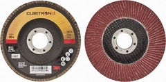 3M - 80 Grit, 4-1/2" Disc Diam, 7/8" Center Hole, Type 27 Ceramic Flap Disc - 13,300 Max RPM, Cloth Backing, Arbor Attaching System, Coated - Industrial Tool & Supply