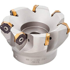 Iscar - 5.37" Cut Diam, 1-1/2" Arbor Hole, 0.18" Max Depth of Cut, 50° Indexable Chamfer & Angle Face Mill - 12 Inserts, IQ845 SYHU 07.. Insert, Right Hand Cut, Through Coolant, Series DoveIQMill - Industrial Tool & Supply