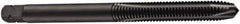 DORMER - M12x1.50 Metric Fine, 3 Flute, Oxide Finish, Cobalt Spiral Point Tap - Plug Chamfer, Right Hand Thread, 89mm OAL, 22mm Thread Length, 9mm Shank Diam, 6H Class of Fit, Series E011 - Exact Industrial Supply