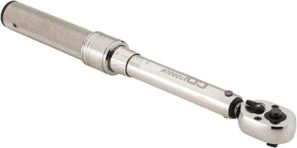 CDI - 1/4" Drive Micrometer Torque Wrench - 10 In/Lb to 50 In/Lb Torque, 10-1/8" OAL, 0.5 N/m Graduation, Pear Head - Industrial Tool & Supply