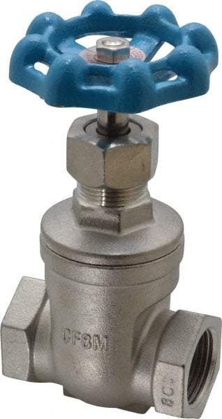 Legend Valve - 3/4" Pipe, Threaded Stainless Steel Solid Wedge Stem Gate Valve - 600 WOG, 125 WSP - Industrial Tool & Supply