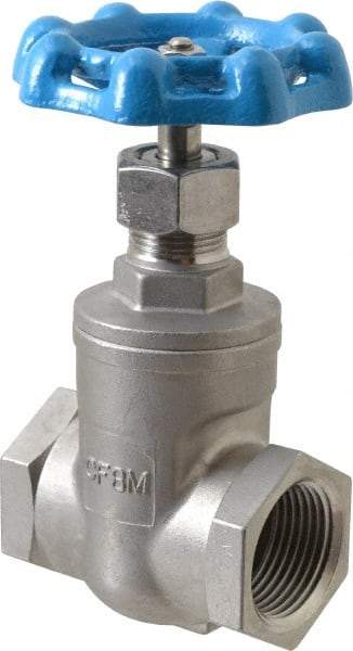 Legend Valve - 1" Pipe, Threaded Stainless Steel Solid Wedge Stem Gate Valve - 600 WOG, 125 WSP - Industrial Tool & Supply