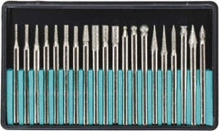 Value Collection - 20 Piece Diamond Abrasive Grinding Pin Set - Includes 1-3/4" Diam Long x 1/8" Diam Shank - Industrial Tool & Supply