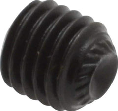 Value Collection - 1/4-28 UNF, 1/4" OAL, Knurled Cup Point Set Screw - Grade 8 Alloy Steel, 1/8" Key - Industrial Tool & Supply