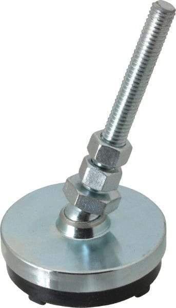 Gibraltar - 3/8-16 Bolt Thread, Studded Pivotal Stud Mount Leveling Pad & Mount - 1,500 Max Lb Capacity, 2-1/2" Base Diam - Industrial Tool & Supply
