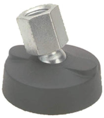 Gibraltar - 5000 Lb Capacity, 1/2-13 Thread, 1-5/8" OAL, Steel Stud, Tapped Pivotal Socket Mount Leveling Mount - Material Grade 1214, 3" Base Diam, Elastomer Pad - Industrial Tool & Supply