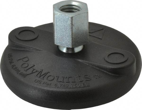 Gibraltar - 5000 Lb Capacity, 1/2-13 Thread, 1-5/8" OAL, Steel Stud, Tapped Pivotal Socket Mount Leveling Mount - Material Grade 1214, 3" Base Diam, Glass Filled Nylon Pad - Industrial Tool & Supply