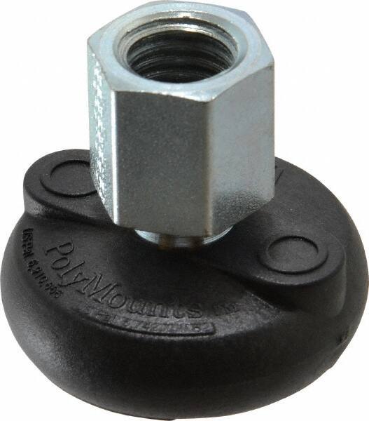 Gibraltar - 4000 Lb Capacity, 5/8-11 Thread, 1-5/8" OAL, Steel Stud, Tapped Pivotal Socket Mount Leveling Mount - Material Grade 1214, 2" Base Diam, Steel Pad - Industrial Tool & Supply
