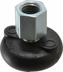 Gibraltar - 4000 Lb Capacity, 5/8-11 Thread, 1-5/8" OAL, Steel Stud, Tapped Pivotal Socket Mount Leveling Mount - Material Grade 1214, 2" Base Diam, Steel Pad - Industrial Tool & Supply