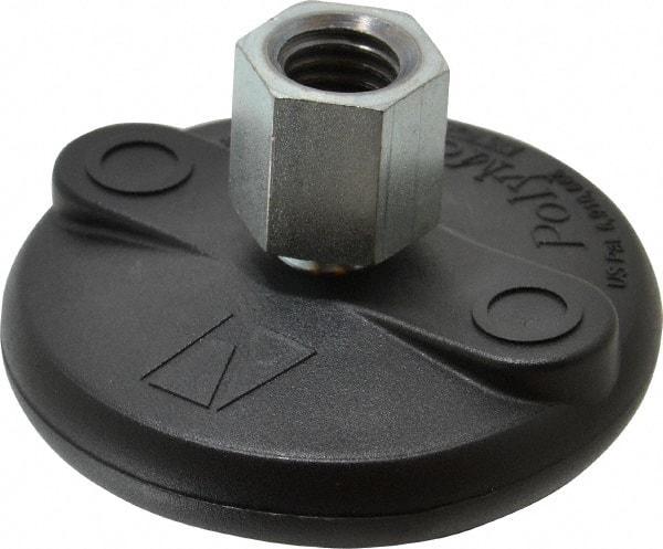 Gibraltar - 5000 Lb Capacity, 5/8-11 Thread, 1-5/8" OAL, Steel Stud, Tapped Pivotal Socket Mount Leveling Mount - Material Grade 1214, 3" Base Diam, Steel Pad - Industrial Tool & Supply