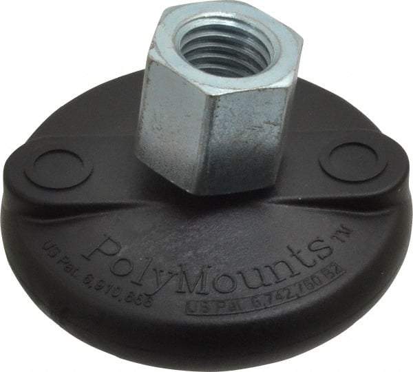 Gibraltar - 5000 Lb Capacity, 3/4-10 Thread, 1-5/8" OAL, Steel Stud, Tapped Pivotal Socket Mount Leveling Mount - Material Grade 1214, 3" Base Diam, Elastomer Pad - Industrial Tool & Supply