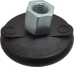 Gibraltar - 5000 Lb Capacity, 3/4-10 Thread, 1-5/8" OAL, Steel Stud, Tapped Pivotal Socket Mount Leveling Mount - Material Grade 1214, 3" Base Diam, Elastomer Pad - Industrial Tool & Supply