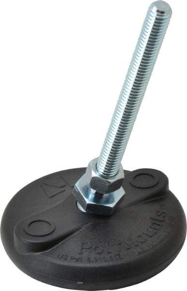 Gibraltar - 3/8-16 Bolt Thread, Studded Pivotal Stud Mount Leveling Pad & Mount - 5,000 Max Lb Capacity, 3" Base Diam - Industrial Tool & Supply