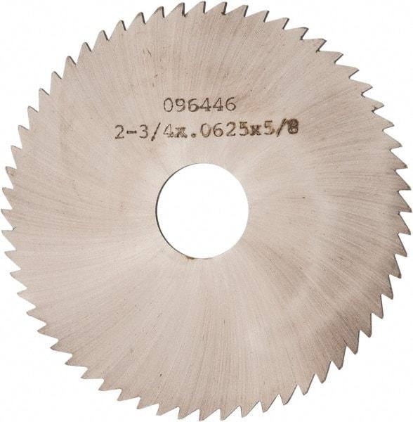 Made in USA - 2-3/4" Diam x 1/16" Blade Thickness x 5/8" Arbor Hole Diam, 60 Tooth Slitting and Slotting Saw - Arbor Connection, Solid Carbide, Concave Ground - Industrial Tool & Supply