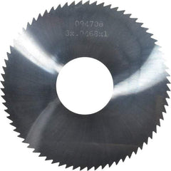 Made in USA - 3" Diam x 0.0468" Blade Thickness x 1" Arbor Hole Diam, 72 Tooth Slitting and Slotting Saw - Arbor Connection, Right Hand, Uncoated, Solid Carbide, 5° Rake, Concave Ground - Industrial Tool & Supply
