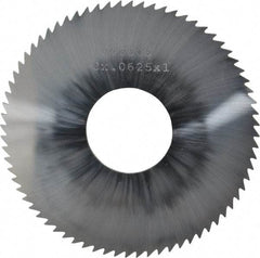 Made in USA - 3" Diam x 1/16" Blade Thickness x 1" Arbor Hole Diam, 72 Tooth Slitting and Slotting Saw - Arbor Connection, Right Hand, Uncoated, Solid Carbide, 5° Rake, Concave Ground - Industrial Tool & Supply