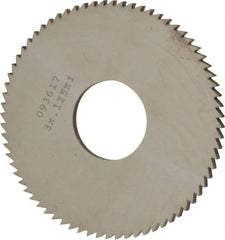 Made in USA - 3" Diam x 1/8" Blade Thickness x 1" Arbor Hole Diam, 72 Tooth Slitting and Slotting Saw - Arbor Connection, Right Hand, Uncoated, Solid Carbide, 5° Rake, Concave Ground - Industrial Tool & Supply