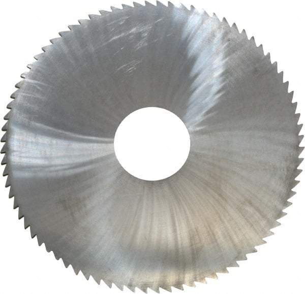 Made in USA - 4" Diam x 0.0938" Blade Thickness x 1" Arbor Hole Diam, 80 Tooth Slitting and Slotting Saw - Arbor Connection, Right Hand, Uncoated, Solid Carbide, 5° Rake, Concave Ground - Industrial Tool & Supply