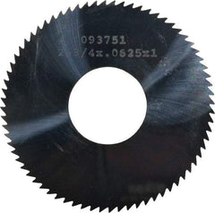 Made in USA - 2-3/4" Diam x 1/16" Blade Thickness x 1" Arbor Hole Diam, 72 Tooth Slitting and Slotting Saw - Arbor Connection, Uncoated, Solid Carbide, Concave Ground - Industrial Tool & Supply
