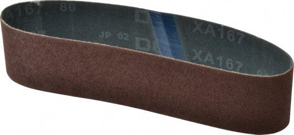 Made in USA - 2" Wide x 18-15/16" OAL, 80 Grit, Aluminum Oxide Abrasive Belt - Aluminum Oxide, Medium, Coated - Industrial Tool & Supply
