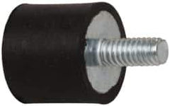 Tech Products - 9.5 Lb Capacity, 8-32 Male, 10-32 Female Plate/Stud Vibration Isolator - 9/16" Diam, 1/2" High - Industrial Tool & Supply