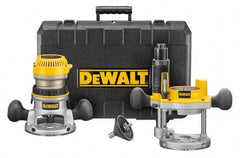 DeWALT - 1.75 hp, 24,500 RPM, Fixed Plunge Combination Router Kit - 11 Amps, 1/4 and 1/2 Inch Collet - Industrial Tool & Supply