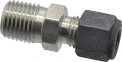 Parker - 1/4" OD, Stainless Steel Male Connector - 9/16" Hex, Comp x MNPT Ends - Industrial Tool & Supply