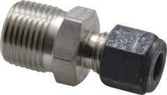 Parker - 1/4" OD, Stainless Steel Male Connector - 11/16" Hex, Comp x MNPT Ends - Industrial Tool & Supply