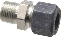Parker - 1/2" OD, Stainless Steel Male Connector - 13/16" Hex, Comp x MNPT Ends - Industrial Tool & Supply