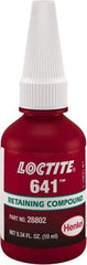 Loctite - 10 mL, Yellow, Low Strength Liquid Retaining Compound - Series 641, 24 hr Full Cure Time - Industrial Tool & Supply