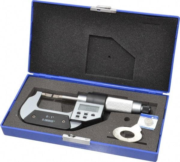 Value Collection - 0" to 1" Electronic Chrome (Frame) Coated Blade Micrometer - 0.75mm Blade Thickness, Friction Thimble - Industrial Tool & Supply
