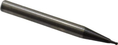 RobbJack - 1/16" Diam, 1/16" LOC, 2 Flute Solid Carbide Ball End Mill - AlTiN Finish, Single End, 2-1/2" OAL, 1/4" Shank Diam, Spiral Flute - Industrial Tool & Supply