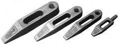 Mitee-Bite - 3/4-10 Stud, Stainless Steel, Plain Strap Clamp - 1-1/2" Travel, 7" OAL x 1.4" Wide x 1-1/16" High, Tapered Nose - Industrial Tool & Supply