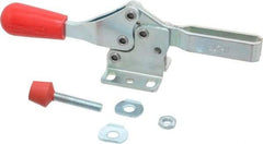 De-Sta-Co - 200 Lb Holding Capacity, Horizontal Handle, Manual Hold Down Toggle Clamp - 61° Handle Movement, 91° Bar Opening, U-Bar, Flanged Base, Electro-Plated Zinc, Carbon Steel - Industrial Tool & Supply