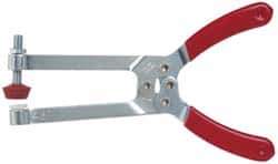 De-Sta-Co - 4448.22 N Load Capacity, 2.91" Throat Depth, 6.8" OAL, Carbon Steel, C Style Plier Clamp - 2.83" Max Jaw Capacity, M6x1 Spindle, 2.83" Open Throat Height, Red Handle, Spindle End - Industrial Tool & Supply