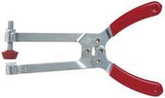 De-Sta-Co - 4448.22 N Load Capacity, 2.91" Throat Depth, 6.8" OAL, Carbon Steel, C Style Plier Clamp - 2.83" Max Jaw Capacity, M6x1 Spindle, 2.83" Open Throat Height, Red Handle, Spindle End - Industrial Tool & Supply