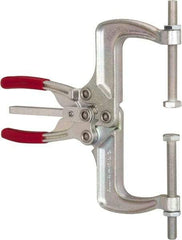 De-Sta-Co - 4448.22 N Load Capacity, 2.56" Throat Depth, 9.15" OAL, Carbon Steel, C Style Plier Clamp - 7.92" Max Jaw Capacity, M10x1.25 Spindle, 7.92" Open Throat Height, Red Handle, Spindle End - Industrial Tool & Supply
