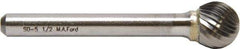 M.A. Ford - 4.8mm Cut Diam, 3mm Shank Diam, Ball Head Double Cut Burr - Carbide, Radius End, 4mm LOC, 38mm OAL - Industrial Tool & Supply