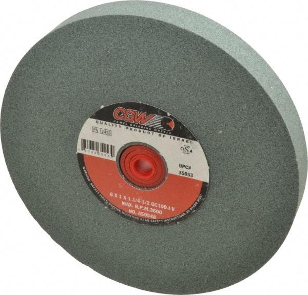 Camel Grinding Wheels - 100 Grit Silicon Carbide Bench & Pedestal Grinding Wheel - 8" Diam x 1-1/4" Hole x 1" Thick, 3600 Max RPM, I Hardness, Fine Grade , Vitrified Bond - Industrial Tool & Supply