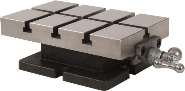 Palmgren - 6" Table Width x 10 Table Length, 6" Longitudinal Travel, Slide Machining Table - 3-1/2" Overall Height, One Longitudinal T Slot, 7-5/8" Base Length x 6-3/8" Base Width - Industrial Tool & Supply