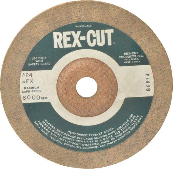 Cratex - 24 Grit, 7" Wheel Diam, 3/16" Wheel Thickness, 7/8" Arbor Hole, Type 27 Depressed Center Wheel - Aluminum Oxide, Compatible with Angle Grinder - Industrial Tool & Supply
