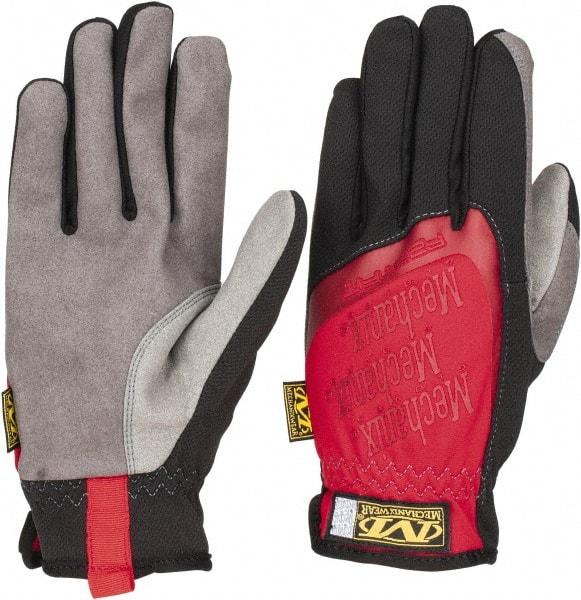 Mechanix Wear - Size L (10) Synthetic Leather General Protection Work Gloves - For Mechanic's & Lifting, Uncoated, Slip-On Cuff, Full Fingered, Red, Paired - Industrial Tool & Supply