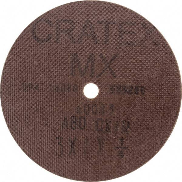 Cratex - 3" Diam 1/4" Hole 80 Grit Fiber Disc - Medium Grade, Aluminum Oxide - Industrial Tool & Supply