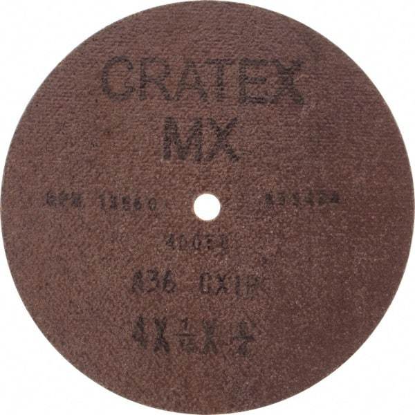 Cratex - 4" Diam 1/4" Hole 36 Grit Fiber Disc - Very Coarse Grade, Aluminum Oxide - Industrial Tool & Supply